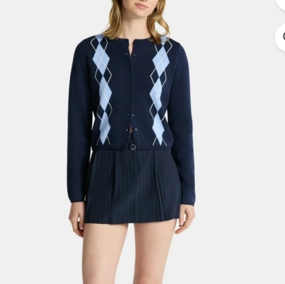 Nobo Navy Striped Pleated Mini Skirt Sz XXL